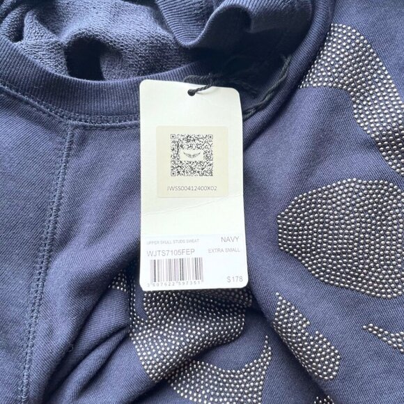 NWT ZADIG & VOLTAIRE THE UPPER SKULL STUDS SWEATSHIRT IN NAVY - XS - Picture 10 of 15